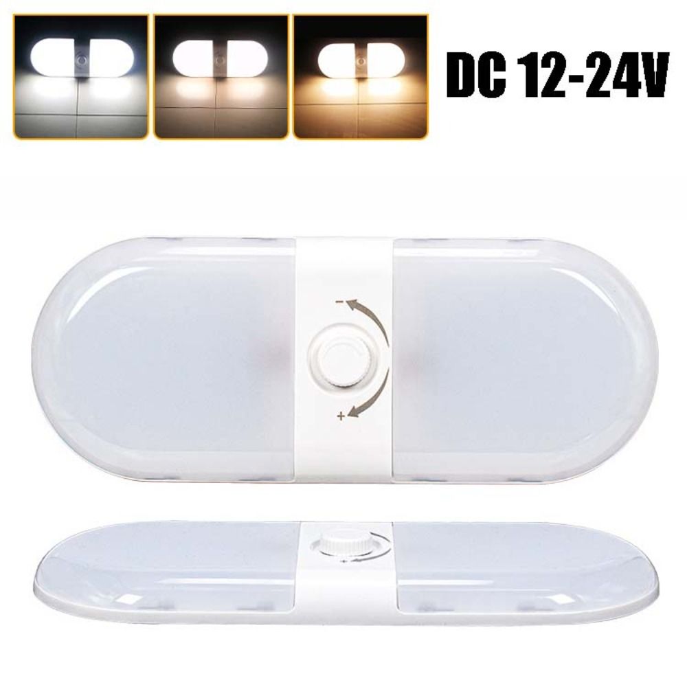 12-24V Caravans Ceiling Lamp 3 Color Dimmable Dome Night Lights Universal RV LED