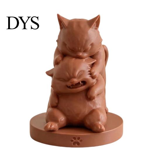 Decorative Figurine for TV Cabinet Fighting Cats Ornament, 3D Printed Stacked Kitten Figurine, Durable PLA Small Items Entrance Creative Animal