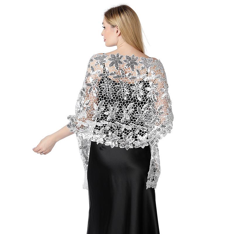 Shiny Sequin Tassel Shawl Wrap Dinner Party Shawl Wedding Bride Shawl Evening Dress Scarf