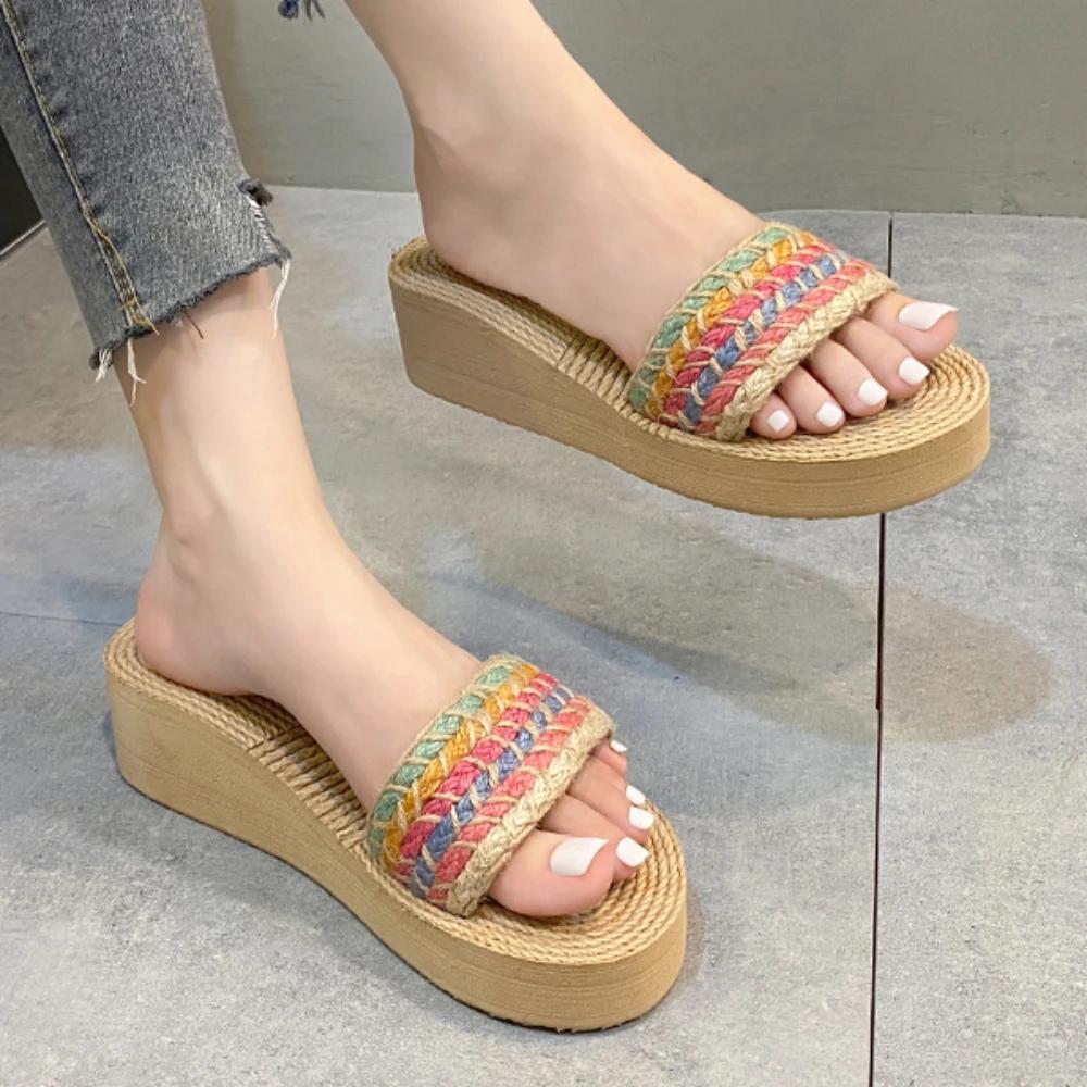 Wedges Slippers Women Summer Platform Shoes Slides Women Luxury Designer Slippers Outdoor Beach Womens Shoes Chanclas Mujer