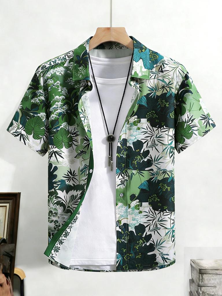 Hawaiianisches Blumen-Kurzarmhemd, Ideal für legere Sommerkleidung