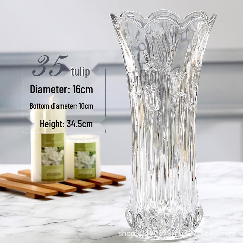 Thickened Transparent Glass Vase for Hydroponic Bamboo & Dry Flower Arrangement