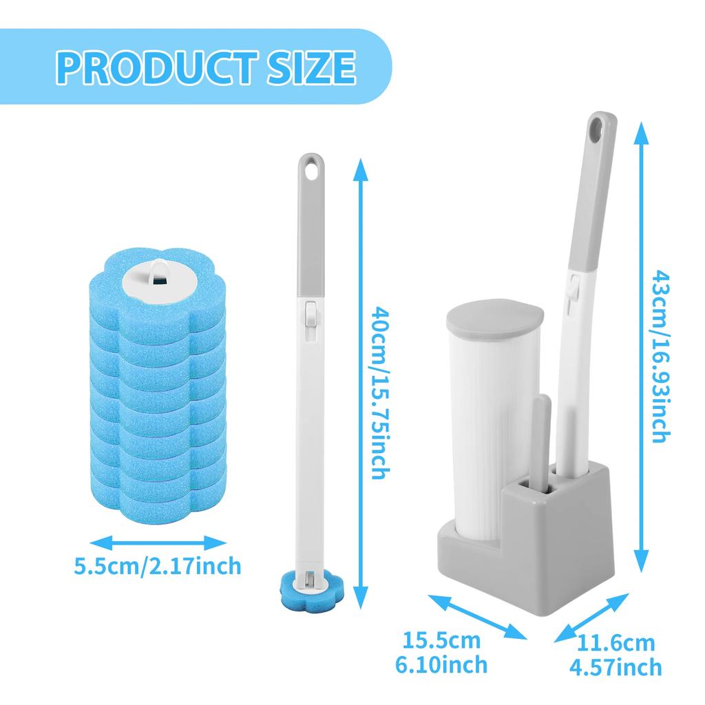 36/48Pcs Disposable Toilet Brush Kit With Replacement Head 360° Deep Cleaning Toilet Brush With Long Handle Bathroom Accessories
