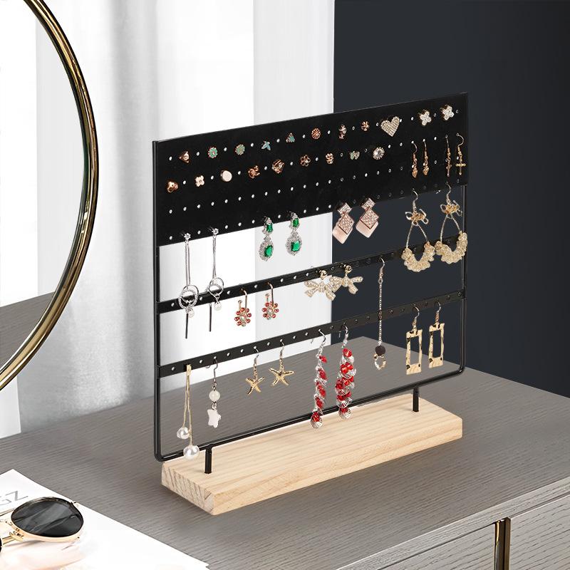 3 Tiers Earring Holder Jewelry Display Organizer Pendants Bracelets Jewelry Holder With Wooden Base Earrings Storage Rack