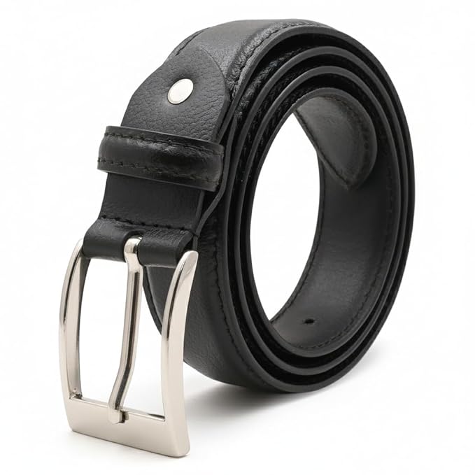 

Genuine Leather Belt for Men with Adjustable Metal Buckle, Formal & Casual Waist Belt for Jeans Office Party & Daily Wear 32 чорний