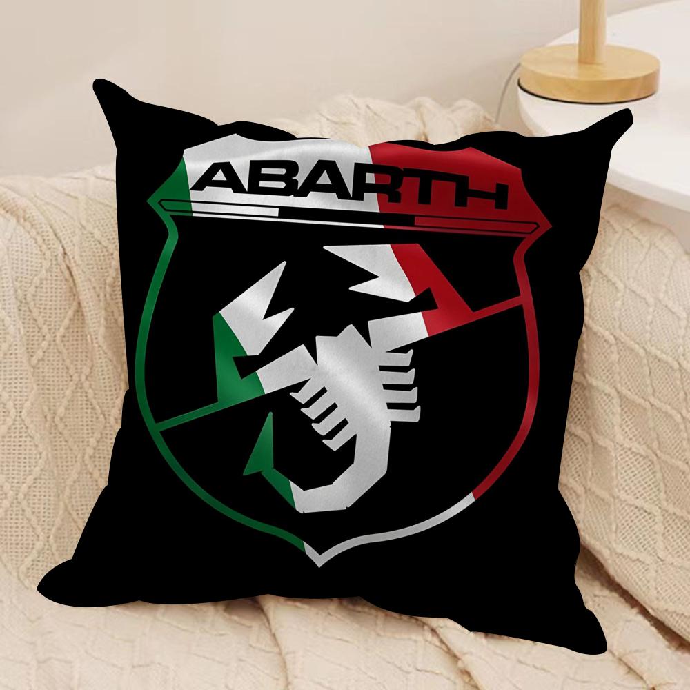AAbarth Scorpion Logo Cushion Cover Silky Short Plush Invisible Zipper Dustproof Sofa Pillow Case For Home Decor