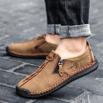 Fashion Comfortable Leather Men Shoes Casual Slip On Men Loafers Qlity Split Leather Shoes Men Flats Hot Sale Moccasins Shoes Plus Size