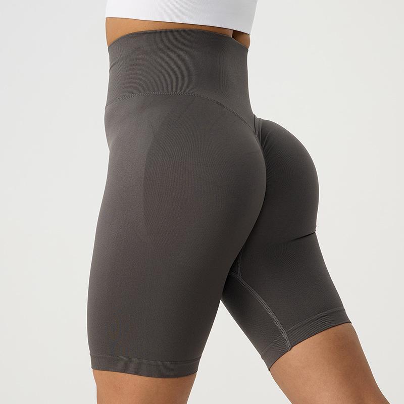 Pantaloni scurți sport stil european și american, pantaloni de fitness cu efect push-up, sportivi, mulați, cu lungime până la genunchi, cu talie înaltă, pantaloni scurți de yoga