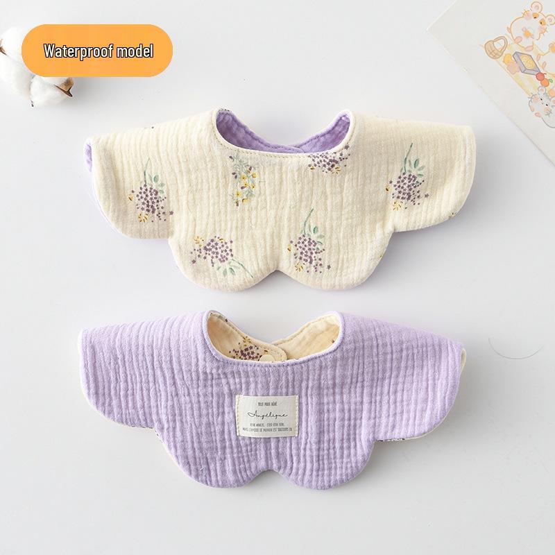 Dwustronny, wodoodporny śliniaczek dla niemowląt w stylu koreańskim z płatkami, wykonany w 100% z gazy bawełnianej