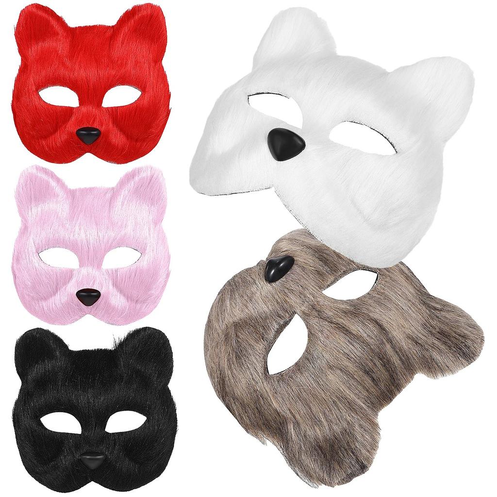 1 Stück Maske Plüsch Katze Fuchs Maske Halbgesichts Tiermaske Bühnenperformance Pelzig Party Katzenmaske Neuheit Ausrüstung Fuchs Kostümzubehör