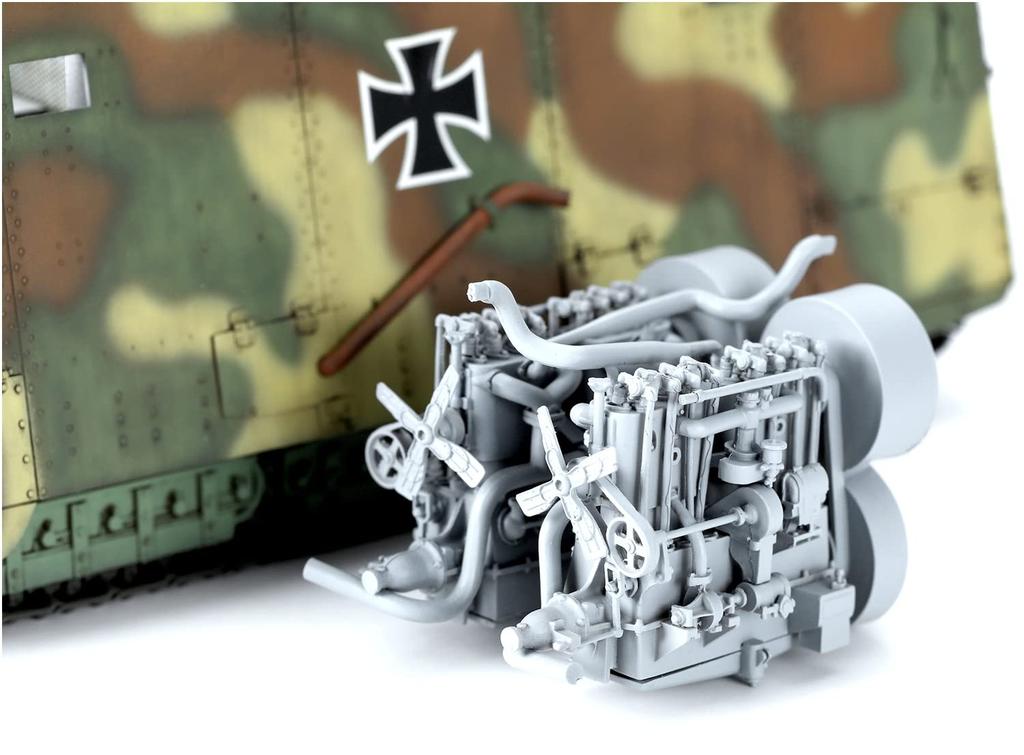 GSI Creos Meng Model 1/35 German A7V Tank, Krupp Type, with Resin Engine, Limited Edition Plastic Model, MTS-017S, Molded Color