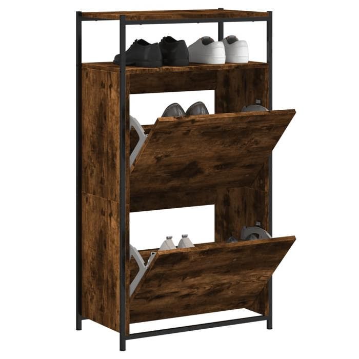VidaXL Armoire à chaussures chêne fumé 60x34x112 cm bois d'ingénierie 840031