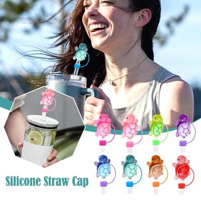 10pcs Luminous Turtle Series Straw Caps Silicone Straw Tips Lid For Stanleys Cup Party Decor Reusable Dust-Proof Straw Topp B0R1