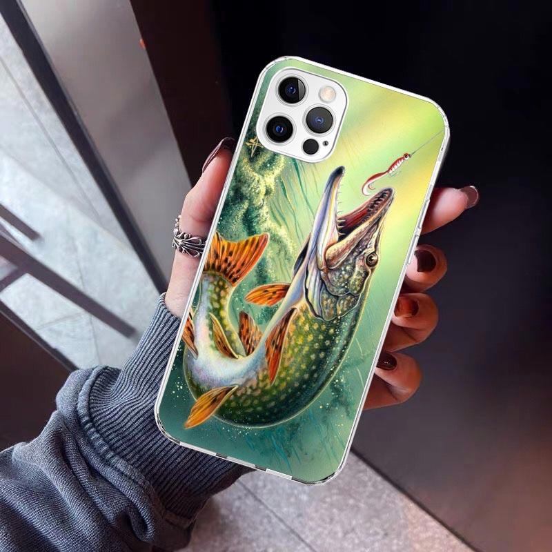Offshore Angling Fishing Fish Rod Phone Case For iPhone 17 Air 11 13 Mini 14 15 Plus 16 12 Pro Max 16E SE 7 8 Pattern Soft TPU B