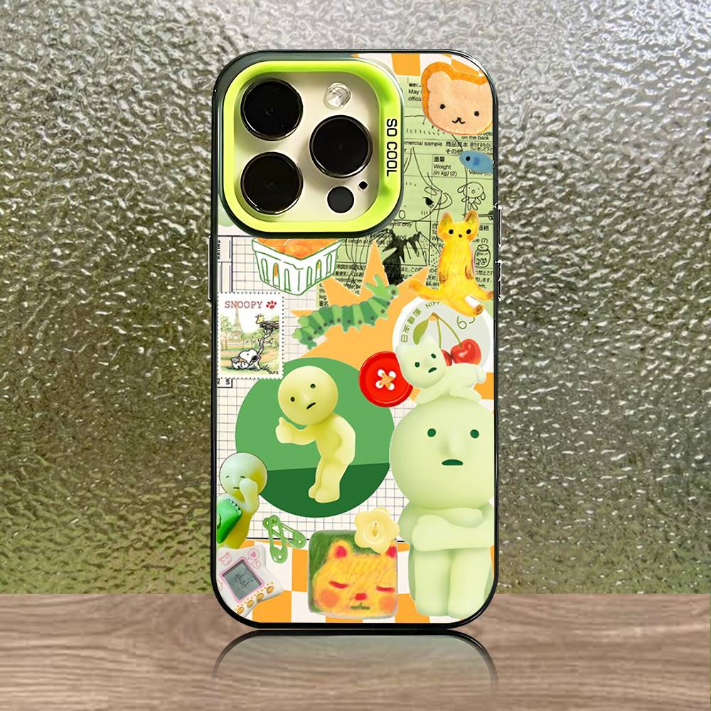 Custodia per Telefono Per iPhone 16,15,14,13,12,11,Pro,XS,Max,Plus,Mini,SE Verde S-Smiski Caramella Opaca Cover Antiurto