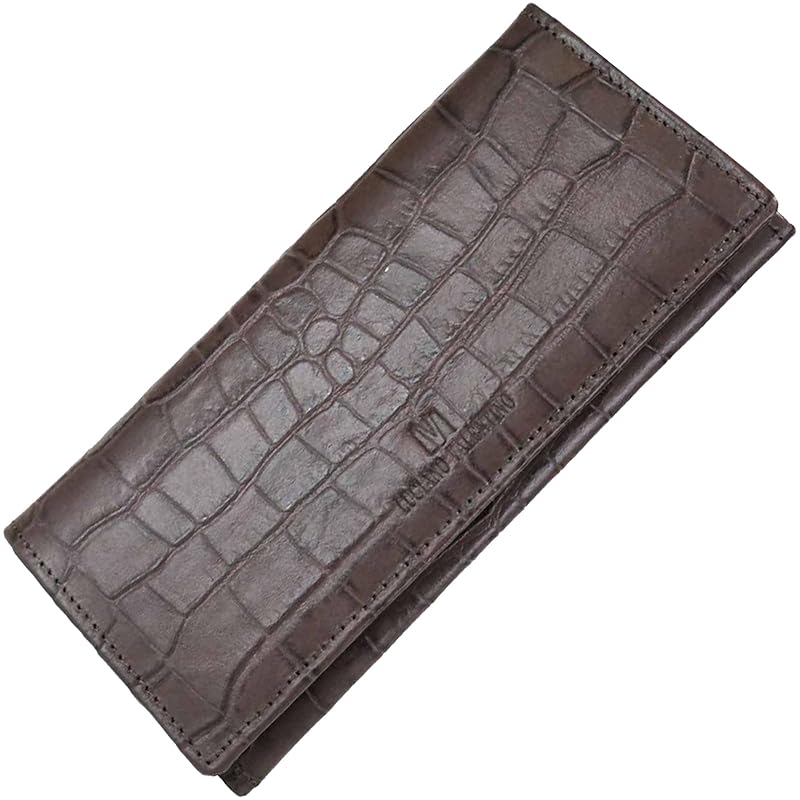 

[FashionBerry] brown long wallet men s wallet genuine leather leather crocodile Croco bi-fold Thin thin wallet large capacity fastener ladies wallet