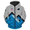 Europäischer und amerikanischer Herren- und Damen-Pullover mit Digitaldruck NFL-Fußball durchgehender Reißverschluss Kapuzenpullover, Strickjacke