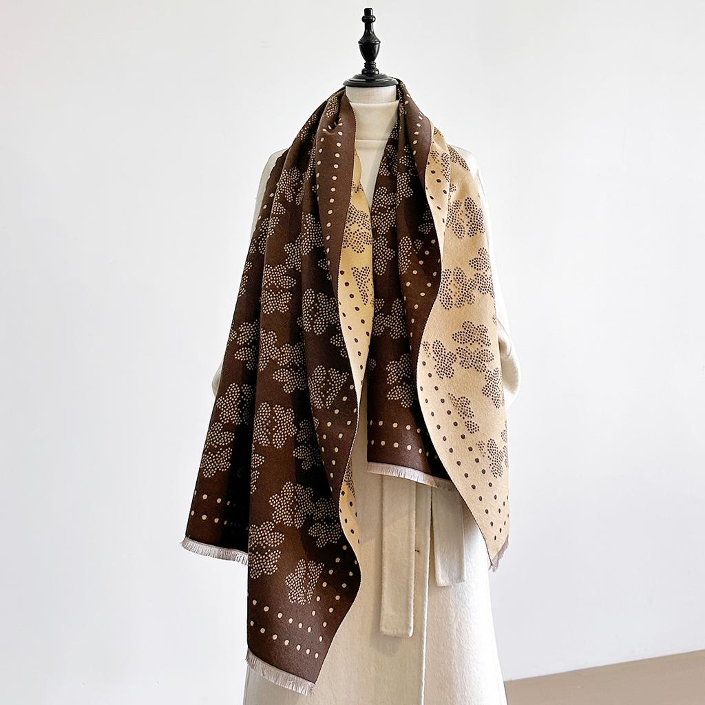 Luxury  Women'S Two-Sided Printed Scarf - Soft Warm Pashmina Butterfly Shawl Winter Outdoor Coldproof Windproof Blanket