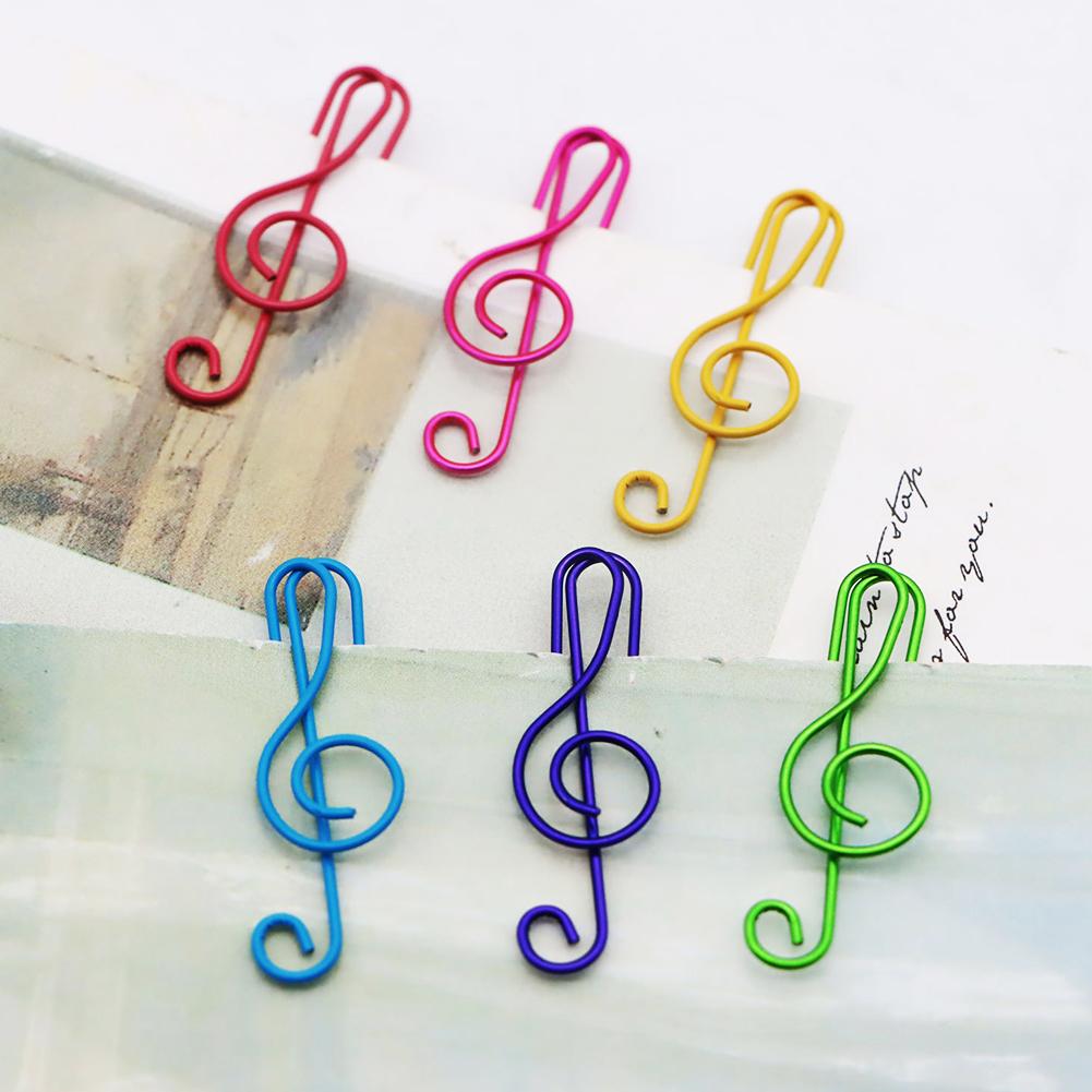 10/20/50Pcs Metal Cartoon Paper Clips Musical Note Colorful Bookmark Irregular Paper Pins Clamp School Office Supplies