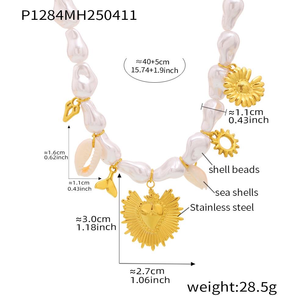 Ozean-Serie, Perle, Seestern, Mehrfach-Accessoire Schlüsselbein-Kette, Modisch, Leichter Luxus, Strand-Stil