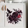 Purple Black Peony Flower Bird Wall Sticker Self Adhesive Removable Decal for Bedroom Living Room Home Decor Vinyl Art Mural