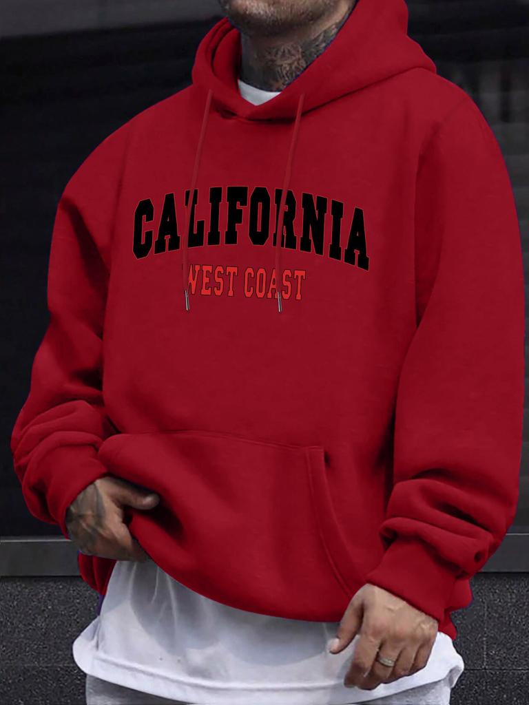 Printed Drawstring Sweatshirt Hooded Pullover Sweatshirt