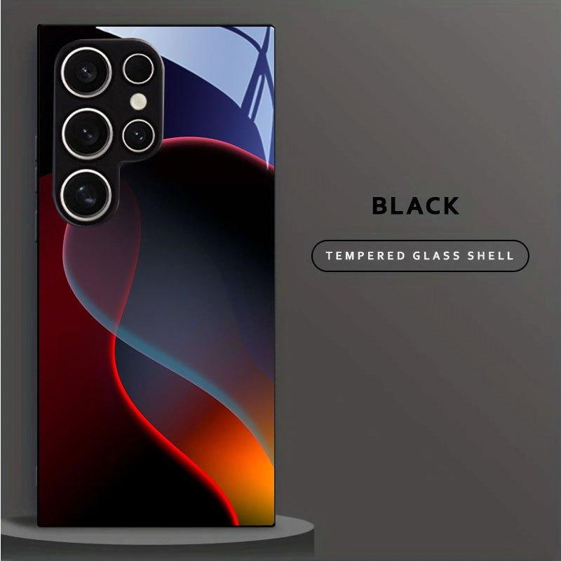 Gradient Black Tempered Glass Phone Case Suitable for Samsung Galaxy S26 S25 S24 S23 S22 S20 FE/Ultra/Plus Anti Drop Back Cover