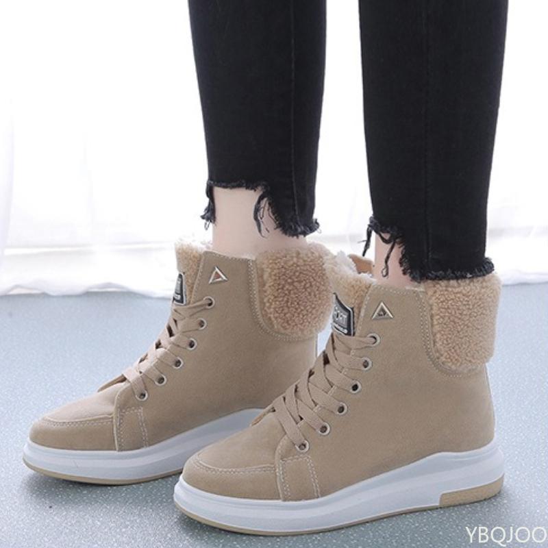 Winter Fashion New Style with Plush Thickened and Warm Women's Snow Boots Thick Sole Height Increasing High Top Cotton Shoes