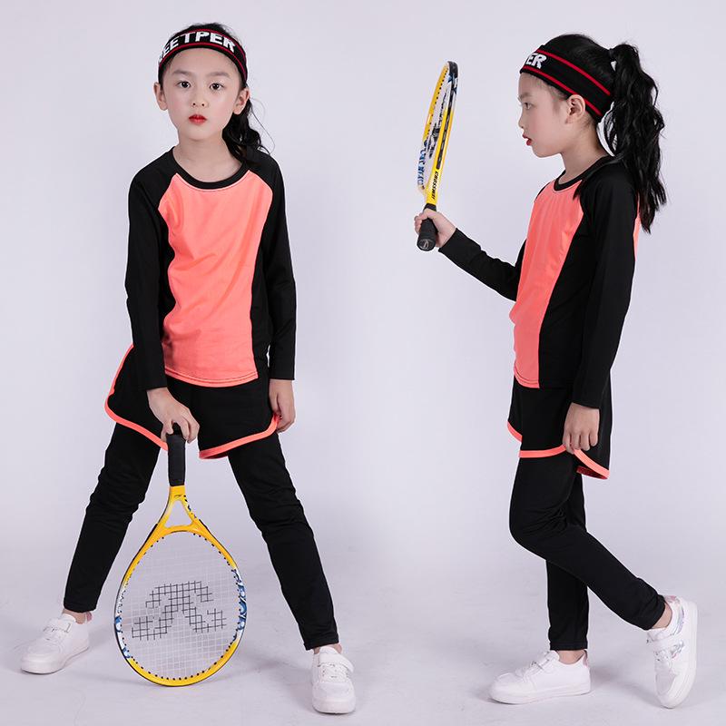 

Быстросохнущее спортивное трико для девочек - Костюм для йоги, бега, баскетбола и фитнеса на осень Size 26 (130-140CM) оранжевый