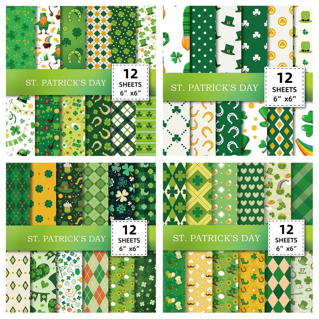 12KS St. Patrick Series Materiál papírové pozadí dekorace Diy balicí papír