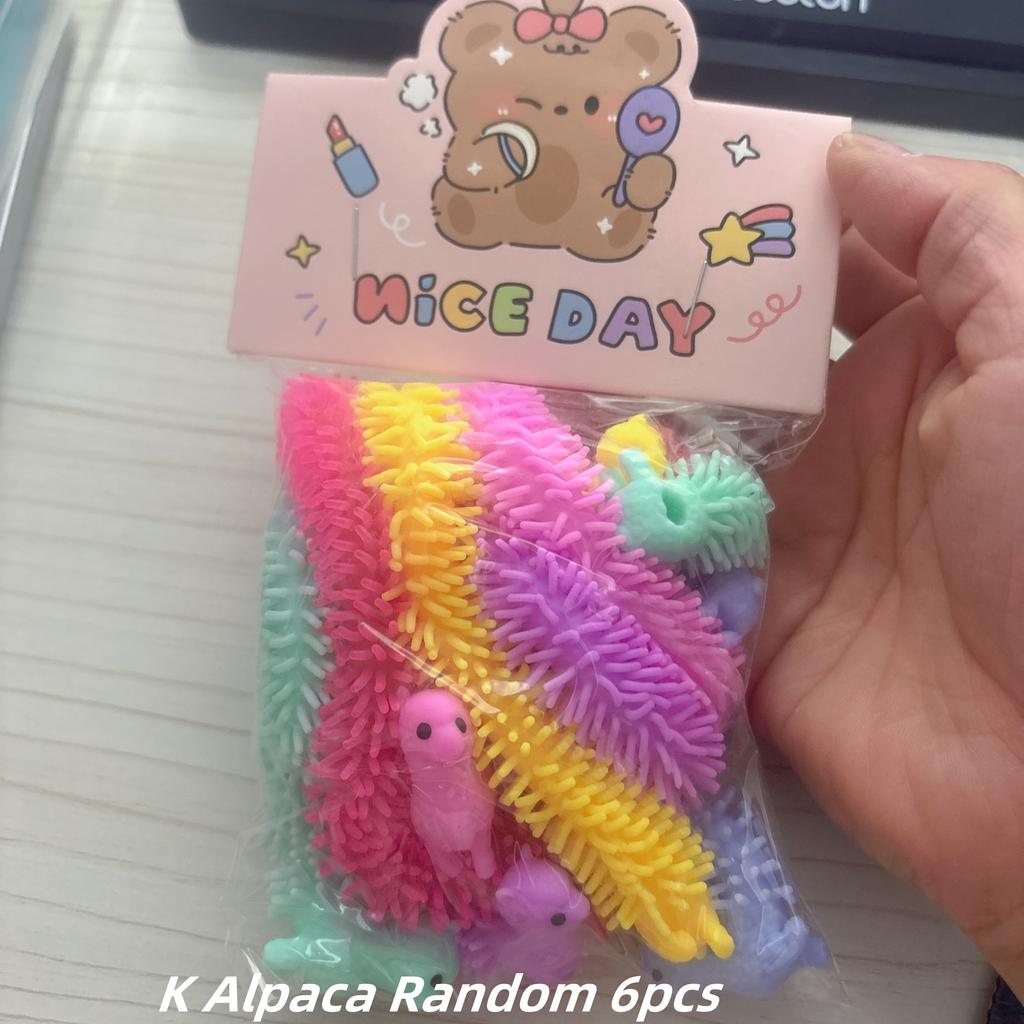 6 Pièces Jouets Fidget Vers à Tirer Licorne Drôle Ficelle Extensible Corde TPR Jouets Anti-Stress Ficelle Soulagement du Stress Jouet d'Évacuation Autisme