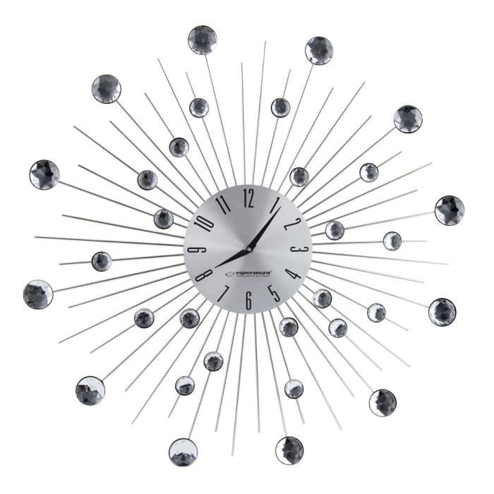 Horloge Murale - ESPERANZA - BOSTON - Diamètre 50 Cm - Design Contemporain - Inox
