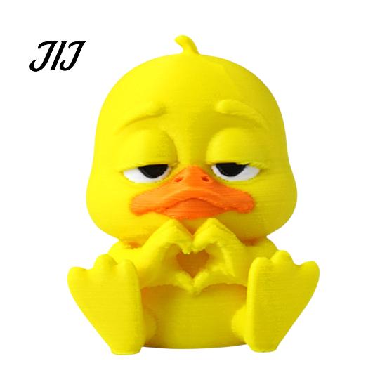 Portable Table Sculpture 3D Printed Yellow Duck Figurine, Funny Statue with Vivid Expressions, Cute Figurine Miniature Desktop Ornaments for