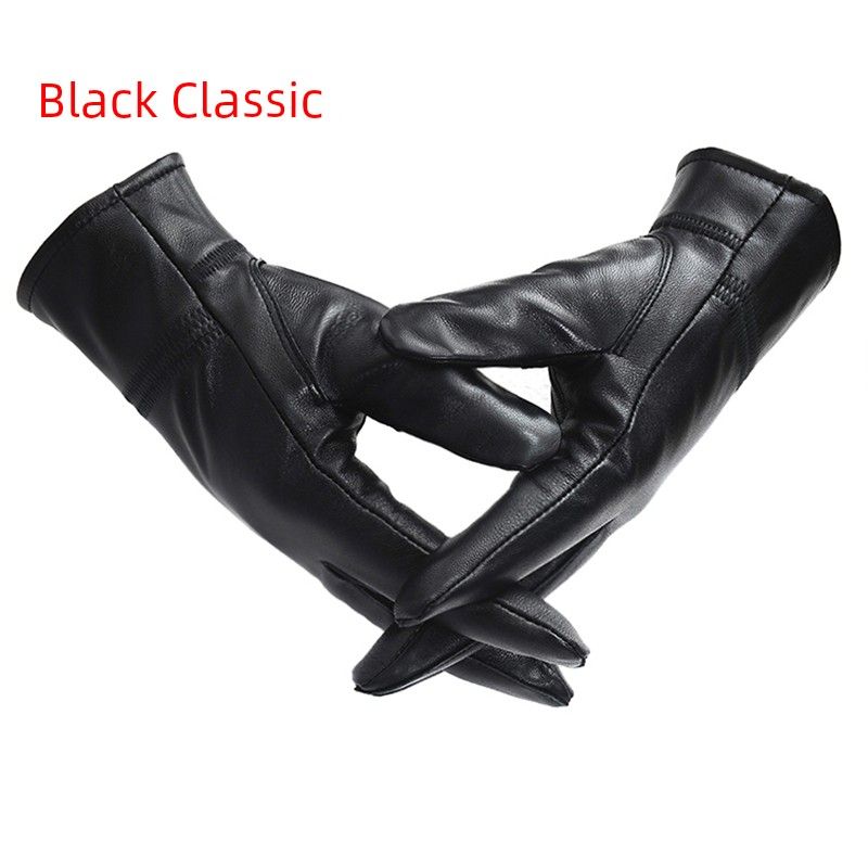 

Real Leather Gloves Women Sheepskin Winter Fleece-lined Thickened Warm Driving Rabbit fur Cycling Thin Leather Gloves Cycling Black Classic (Thin) Women M