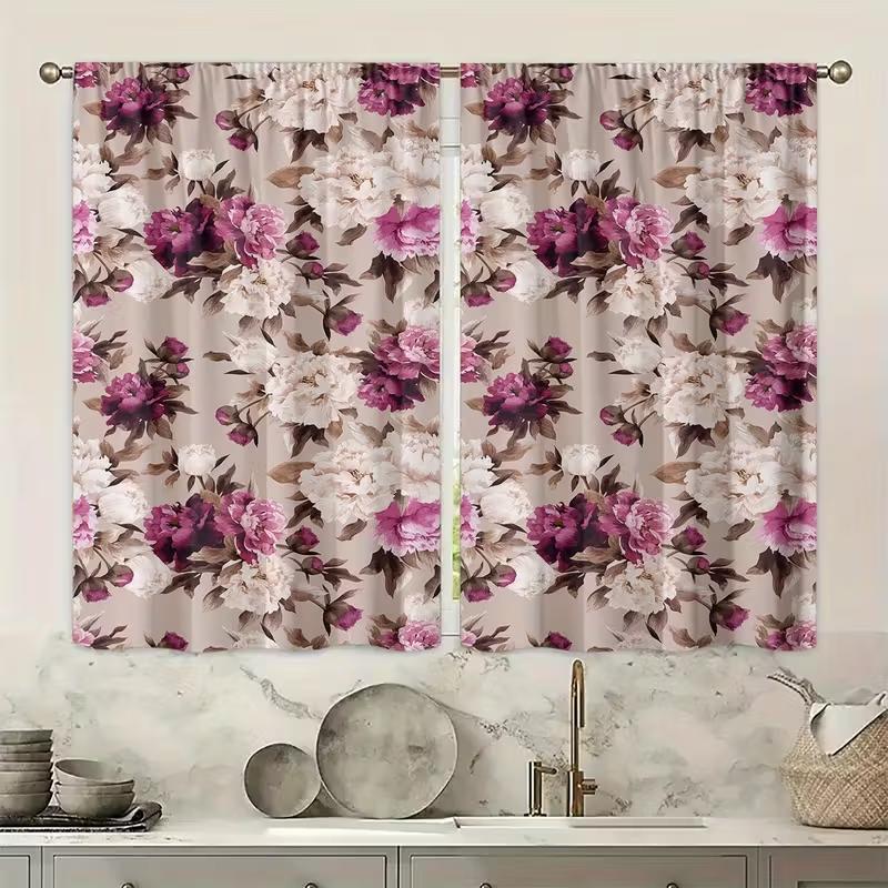 Set Of 2 Peony Floral Pattern Curtains Designed Light Blocking Premium Material Suitable Living Room Bedroom Da Elegant Made Polyester Great Window