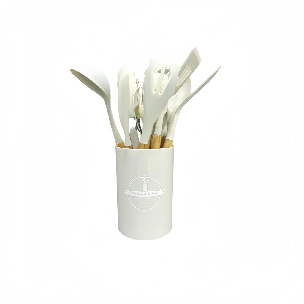 2025 New Light Edition Silicone Cooking Shovel Food Grade Spoon 12-piece Set 550g Silicone Kitchenware Set