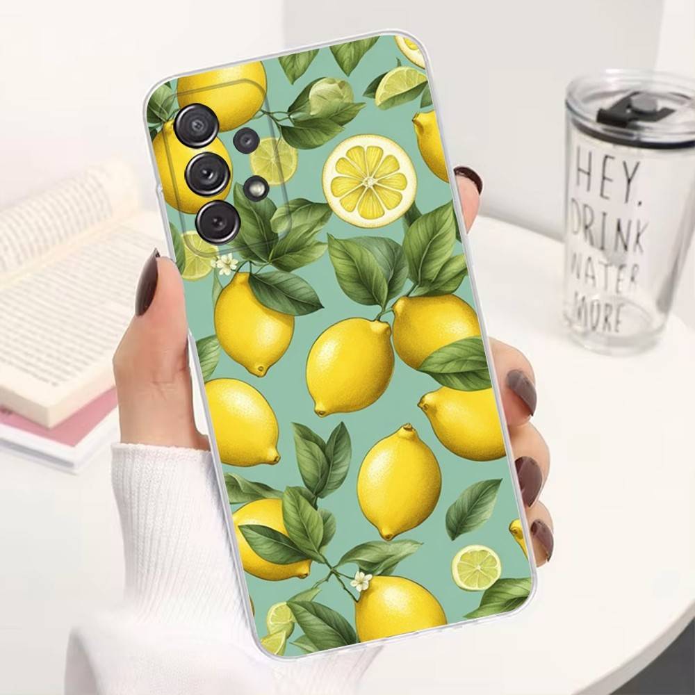 Frucht Zitrone Malerei Handyhülle Für Samsung Ultra,FE,A30,71,51,S9,10,20,Lite, S22,23,21,Plus, Transparent, Silikon