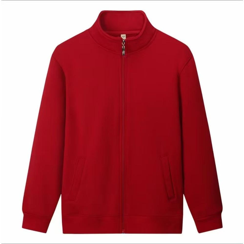 Мужской повседневный спортивный пуловер с молнией и боковыми карманами - Однотонные цвета для осени и зимы 5XL красный 1890₽