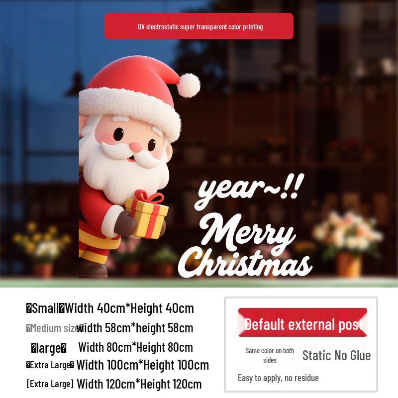Santa Claus Wall Stickers: Cute Cartoon Christmas Decorations for Windows and Shop Layouts
