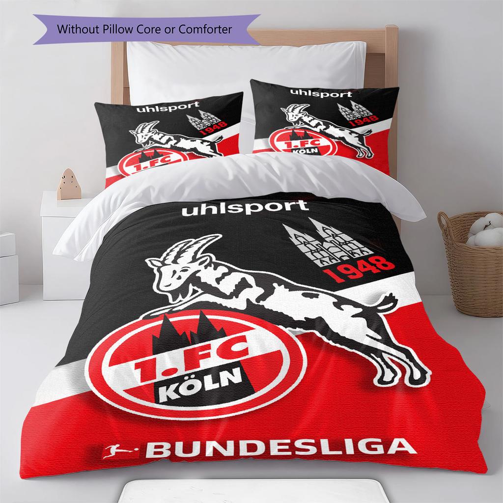 1. FC Köln Pattern Bedding Set Quilt Cover Pillowcase Home Decor Gift (1 * Duvet Cover + 2 * Pillowcase, Without Core)