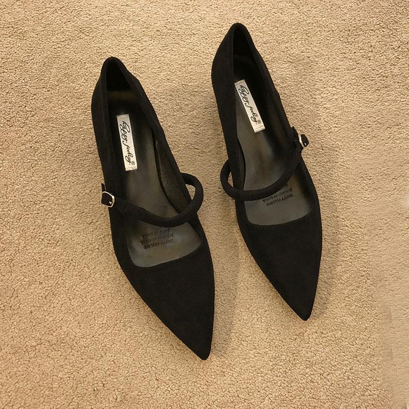

Мода Женская Пряжка Мода Флок Женские Туфли-лодочки на Среднем Каблуке Обувь Мелкая Обувь Острый Носок Женские Каблуки Туфли Мэри Джейн леди 35 чёрный