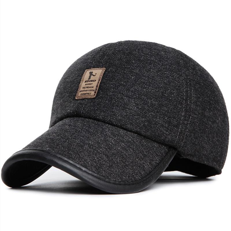 

NORTHWOOD однотонные мужские зимние бейсболки с ушками теплая уличная шляпа Snapback мужская кепка-дальнобойщик 58 cm темно серый