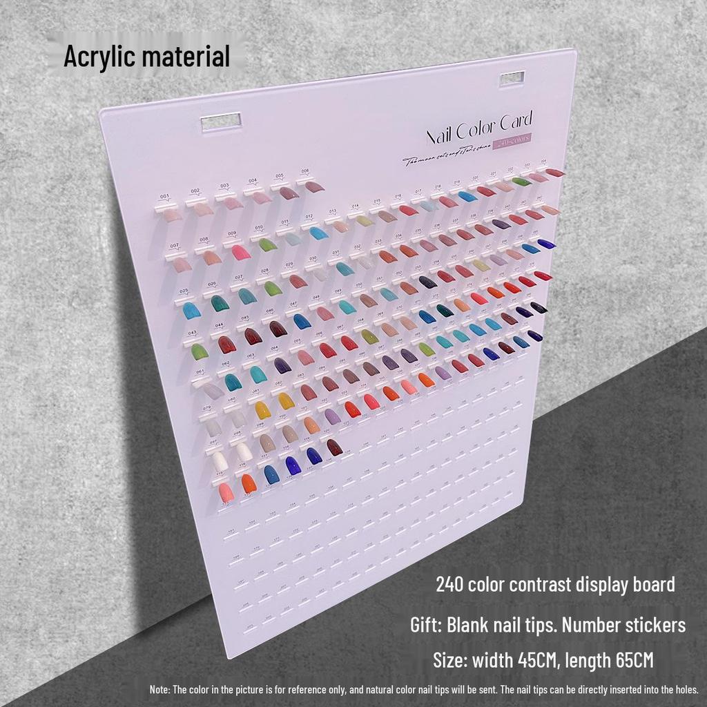 Acrylic Color Comparison Display Board with Inlaid Style, No-Glue Gel Nail Sample Book