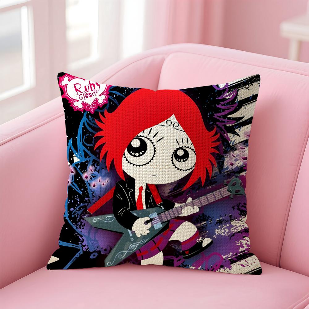 

Cartoon RRuby Gloom Cushion Cover Natural Linen Pillow Case DoubleSided Print Decorative Sofa Pillowcase Home Decor Gift 30x30cm