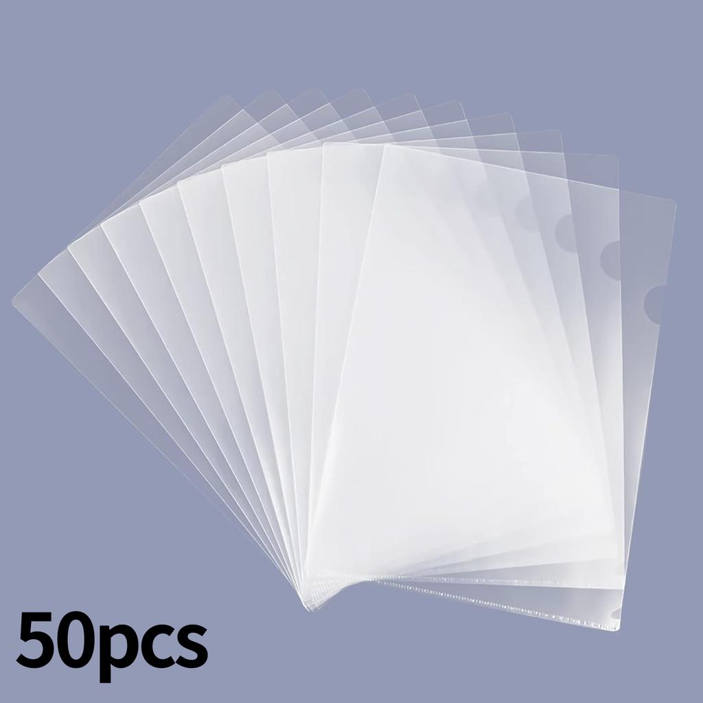 10-100Pcs L-Type Plastic Clear Paper Sleeves Protector Resume File Jacket Folders Organizer in Transparent,Letter/A4 Size