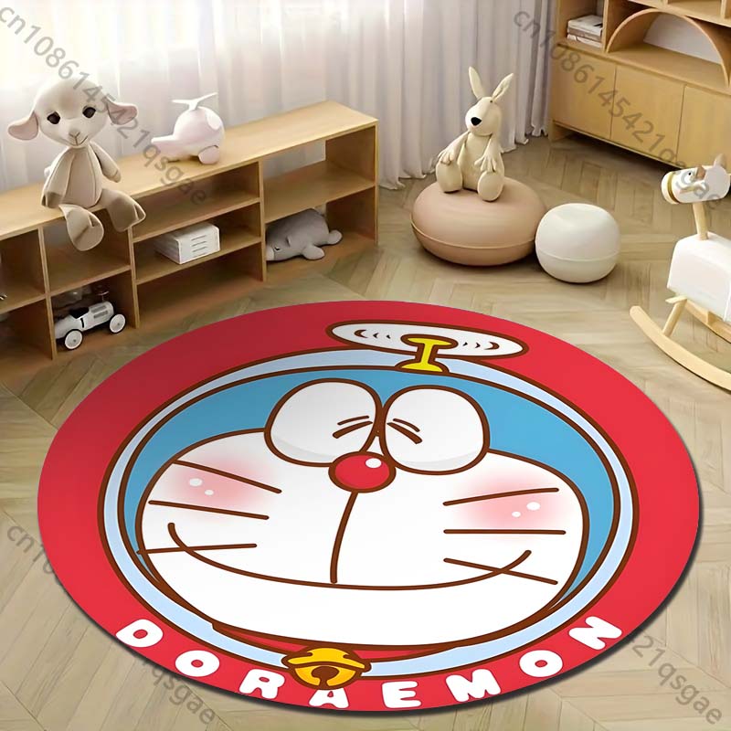 Multiple Sizes Doraemon Cartoon Print Round Carpet for Living Room Bedroom Table and Chair Sofa Home Decor Area Rug Play Mat
