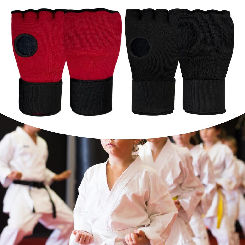 Boxing Inner Gloves Kickboxing Mitts Adjustable Hand Wraps Fingerless for Taekwondo
