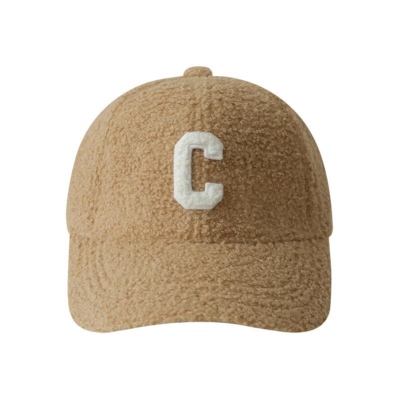 Autumn and Winter New Hard Top Sherpa Baseball Cap Girls Thickened Warm Hat Cute Face Little Duck Cap