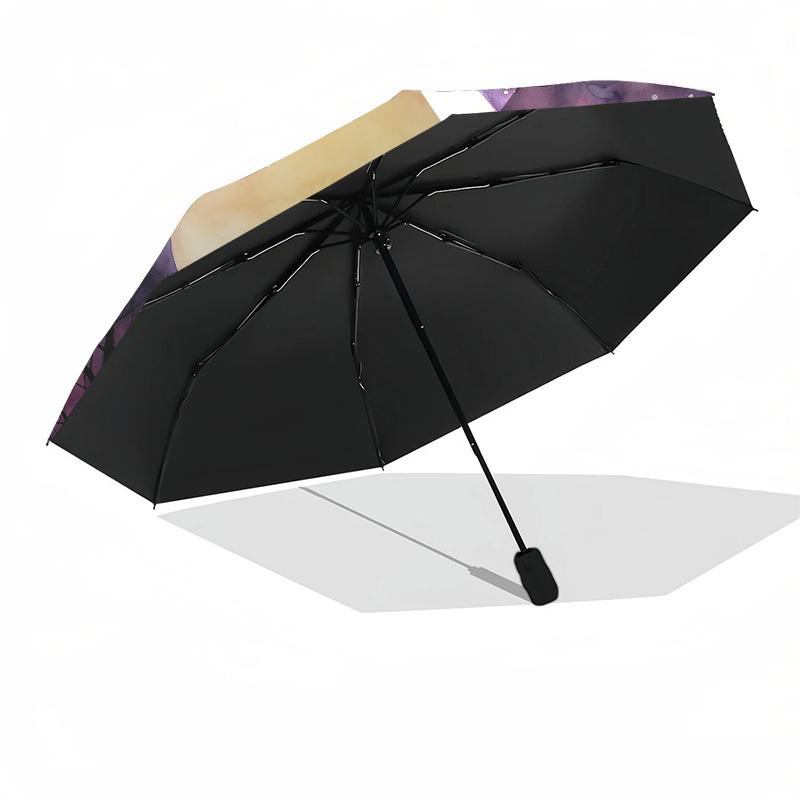 1pc Moonlit Forest Automatic Folding Umbrella, Heavy Duty 8 Rib Iron Frame,  Suitable for Travel, Daily Use, Birthday, Decor Gift m0105122