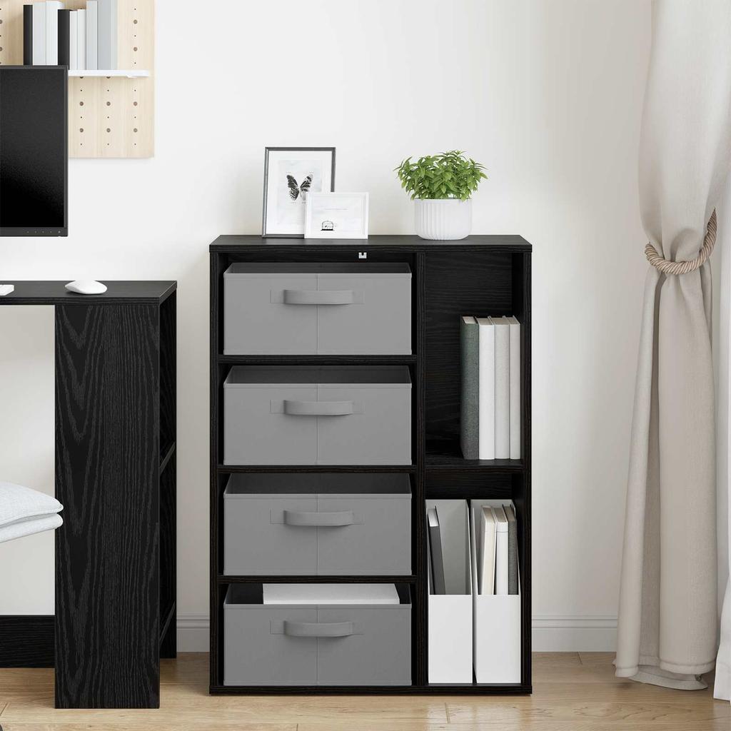 Black Oak Effect Sideboard with Drawers 60 x 33.5 x 84 cm